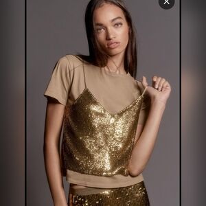 NWT Le Superbe by Anthropologie BirdieSequin Tee Sz M